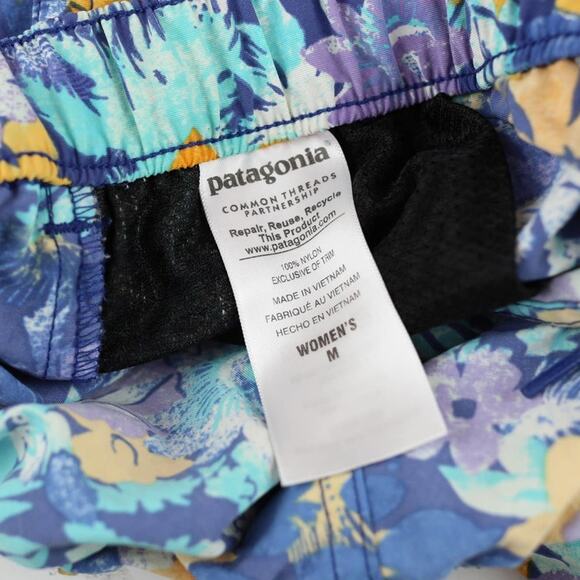 Patagonia Barely Baggies Shorts Blue Yellow Floral Hawaiian Print Size Medium - Picture 7 of 7